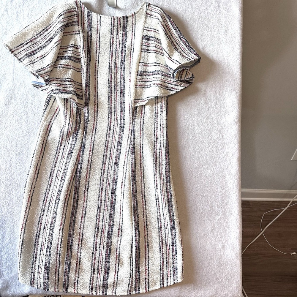 Akemi + Kin Anthropologie Jovanie Stripe‎ Terry Textured Dress Flutter Sleeves - Picture 11 of 13